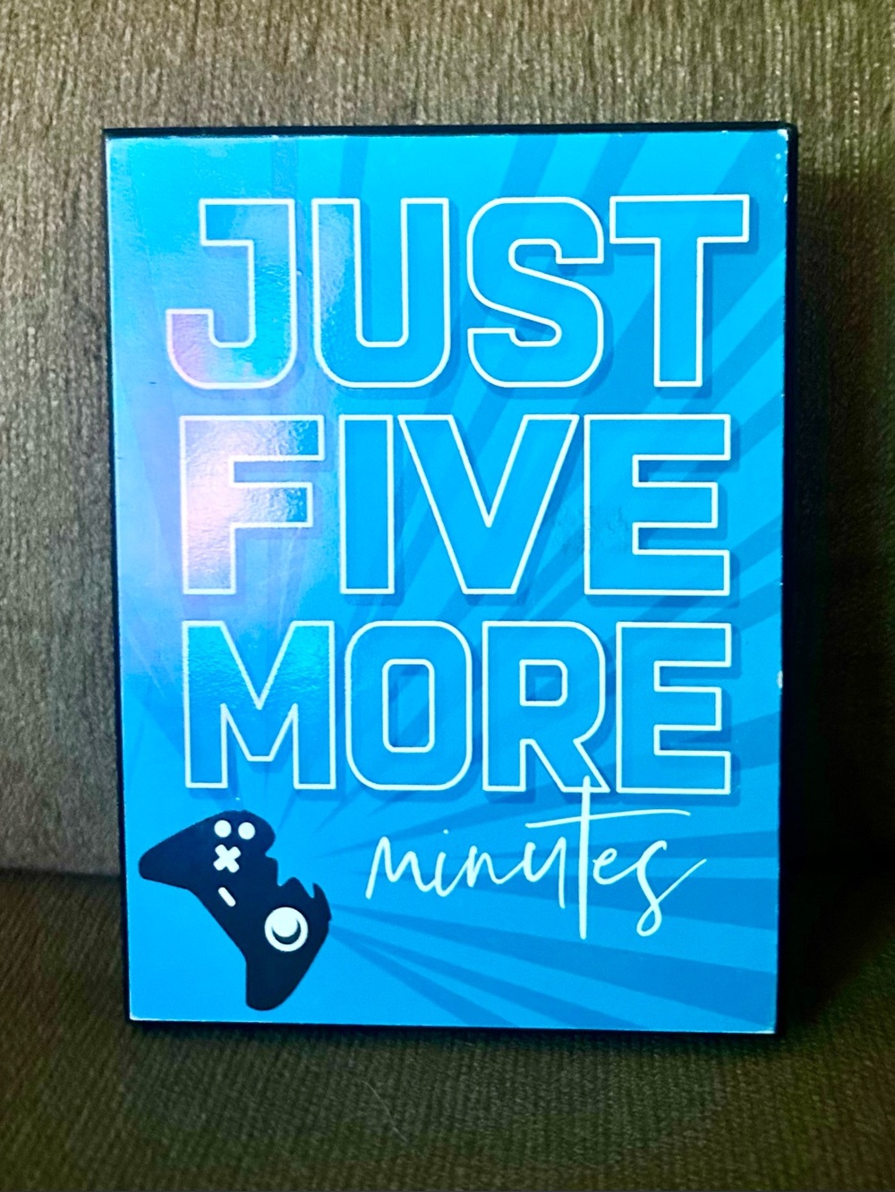 Just Five More Minutes Wall Art - Blue Typography